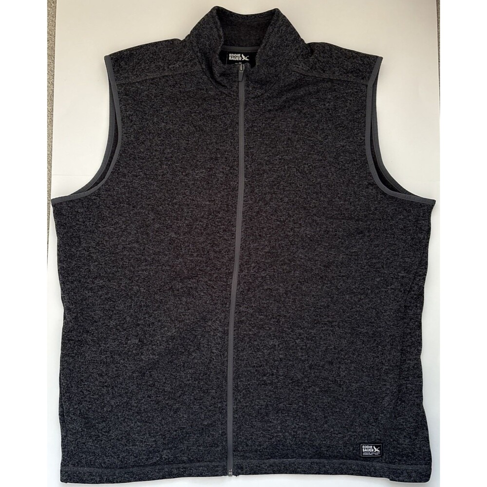 Eddie Bauer Mens Full Zip Fleece Vest Gray Gorpcore Outdoors Utility Sz XL